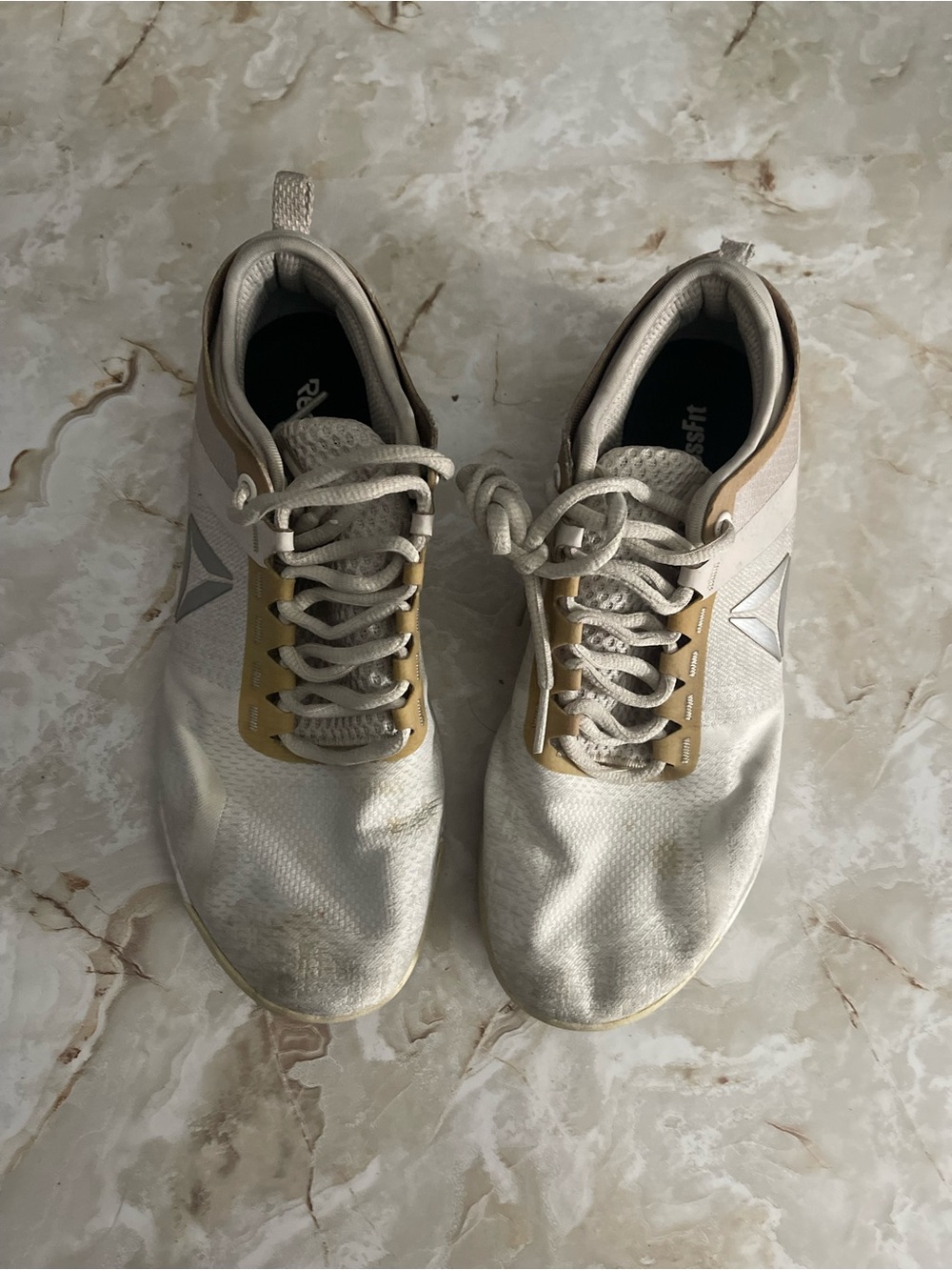 Reebok Women White and Gold Athletic Sneakers